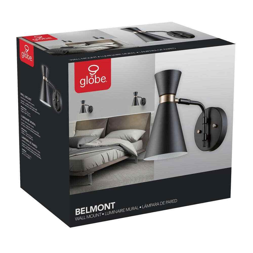 Globe Electric Belmont 1-Light Black Sconce 65855