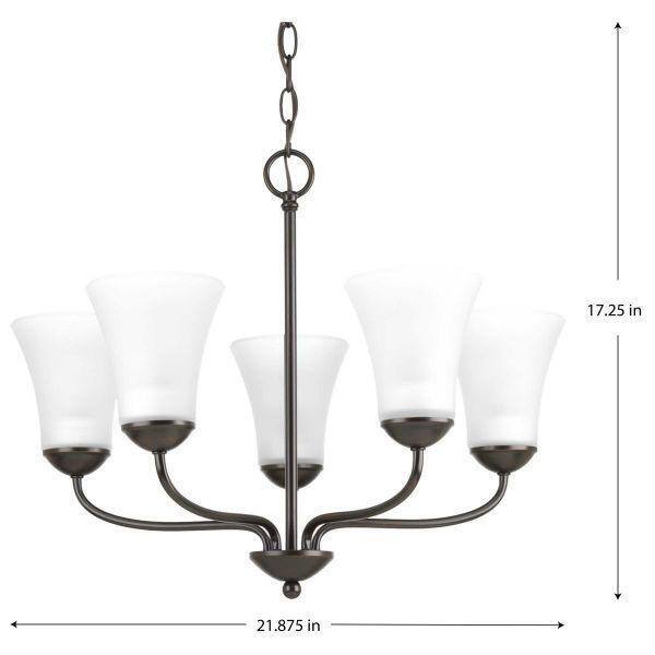 Progress Lighting 5-Light Antique Bronze Etched Glass Traditional Chandelier