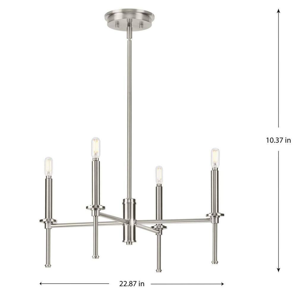 Progress Lighting Elara 22.87 in. 4-Light Dining Room Brushed Nickel Chandelier
