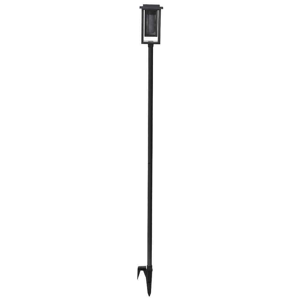 Hampton Bay Ambrose Solar Matte Black Integrated LED Modern Flicker Flame 2-Pack
