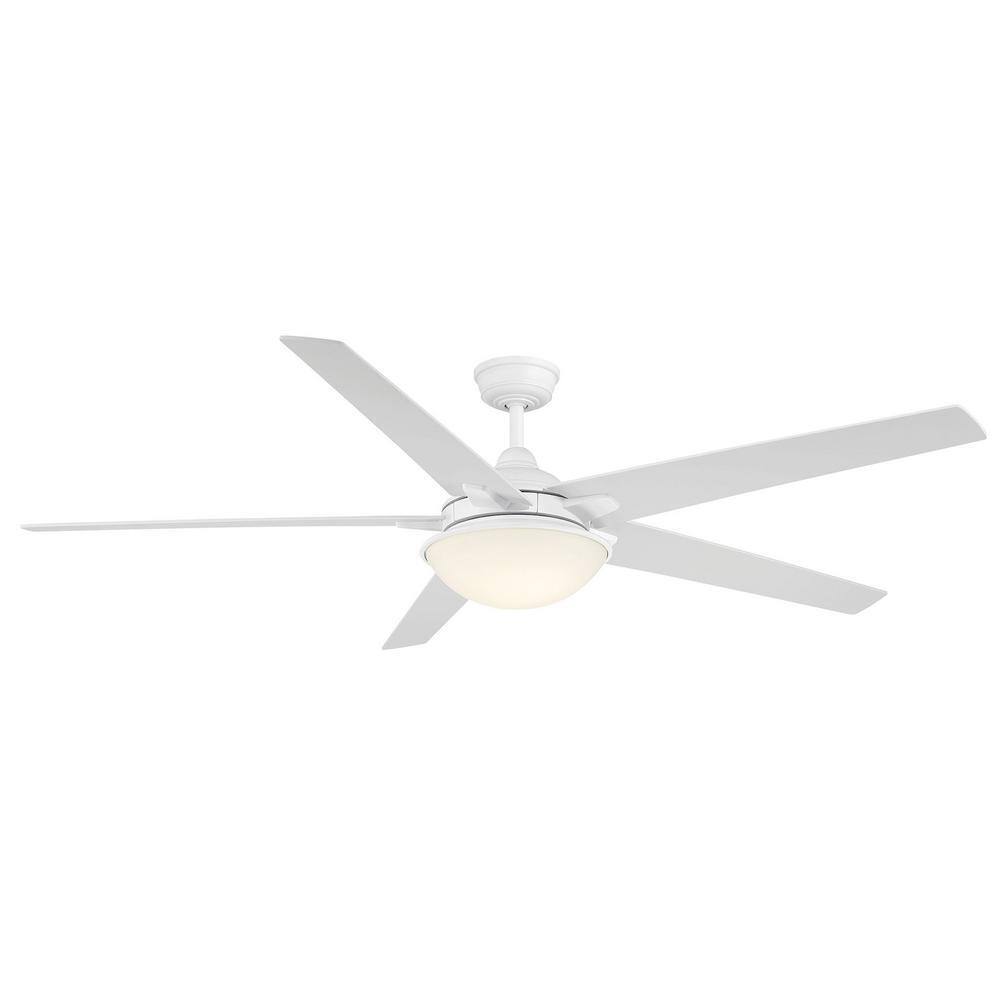 Hampton Bay Belvoy 70 in. Integrated LED Indoor Matte White Ceiling Fan w/Remote