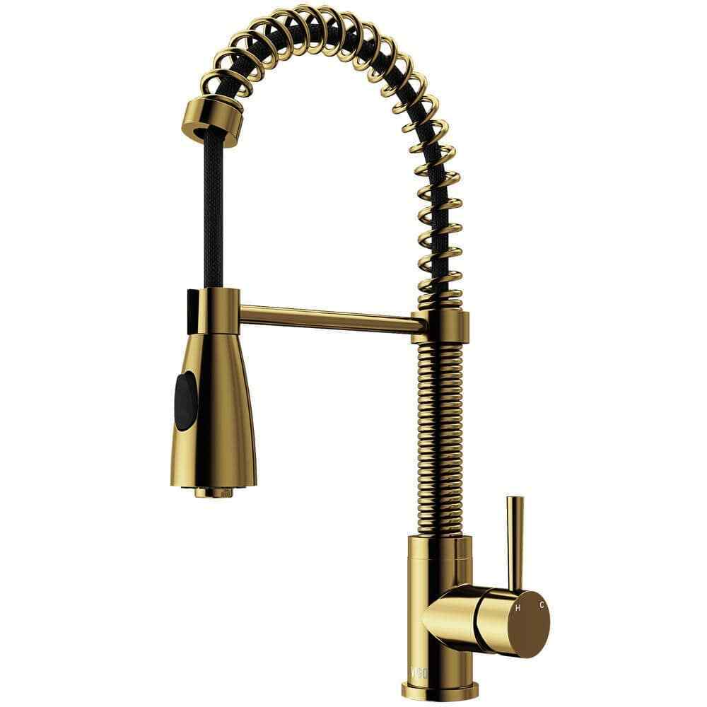 VIGO Brant Single Handle Pull-Down Sprayer Kitchen Faucet in Matte Brushed Gold