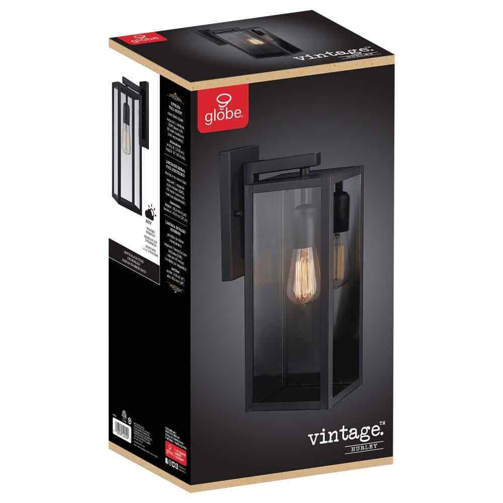 Globe Electric Hurley 1-Light Black Outdoor Wall Lantern Sconce 44314