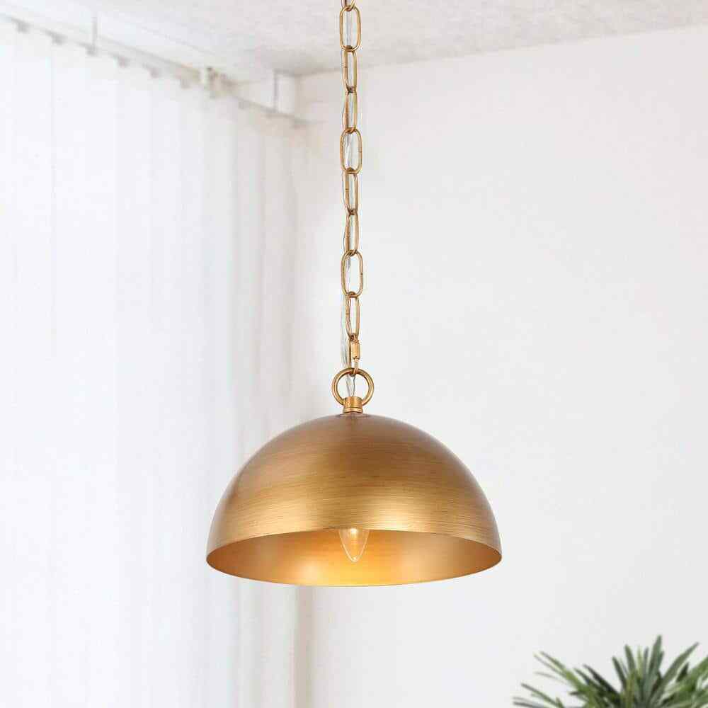 Uolfin Farmhouse Brushed Gold Pendant Kitchen Hanging Pendant Light Fixture