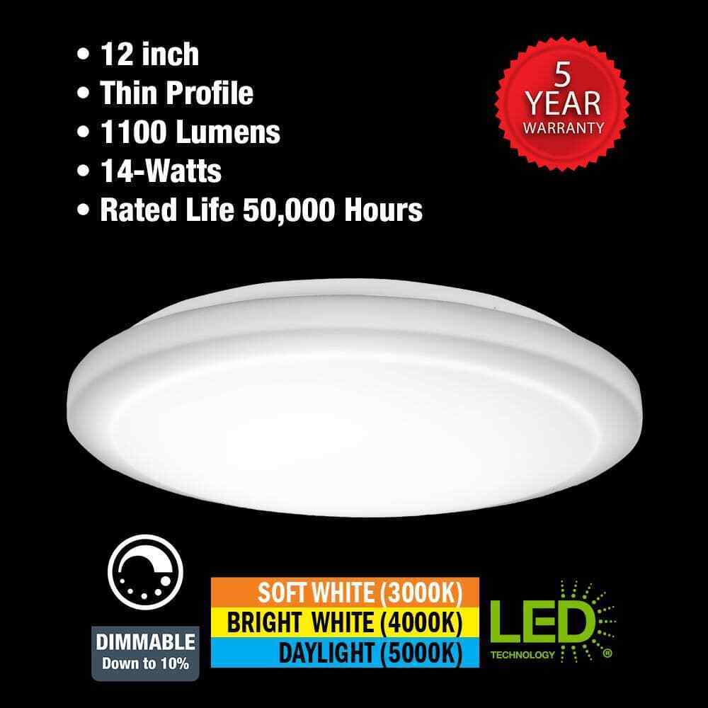 Commercial Electric 12 in Low Profile LED Flush Mount Round Closet Light Fixture