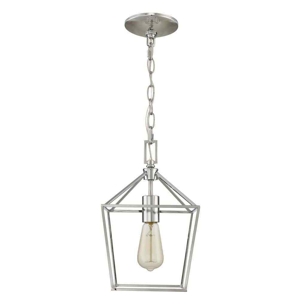 Home Decorators Weyburn 1-Light Chrome Farmhouse Mini Pendant Light Fixture