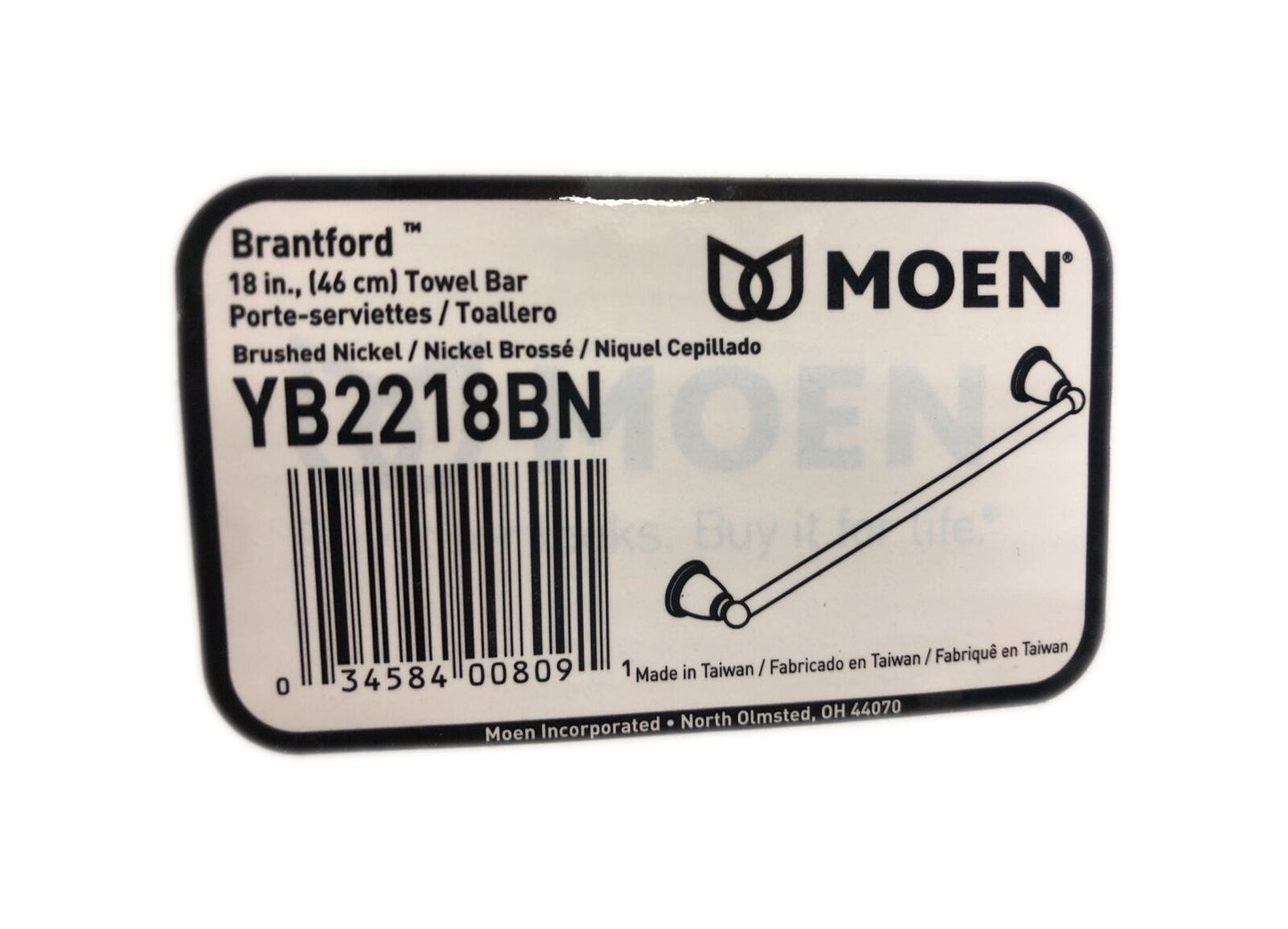 MOEN Brantford 18 in. Towel Bar in Brushed Nickel YB2218BN