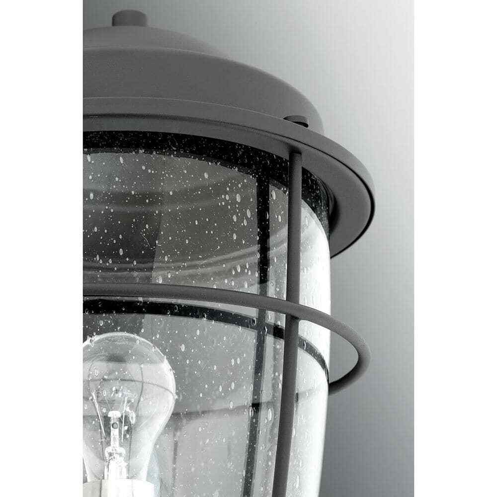 Progress Lighting Holcombe Textured Black Clear Seeded Glass Wall Lantern Light