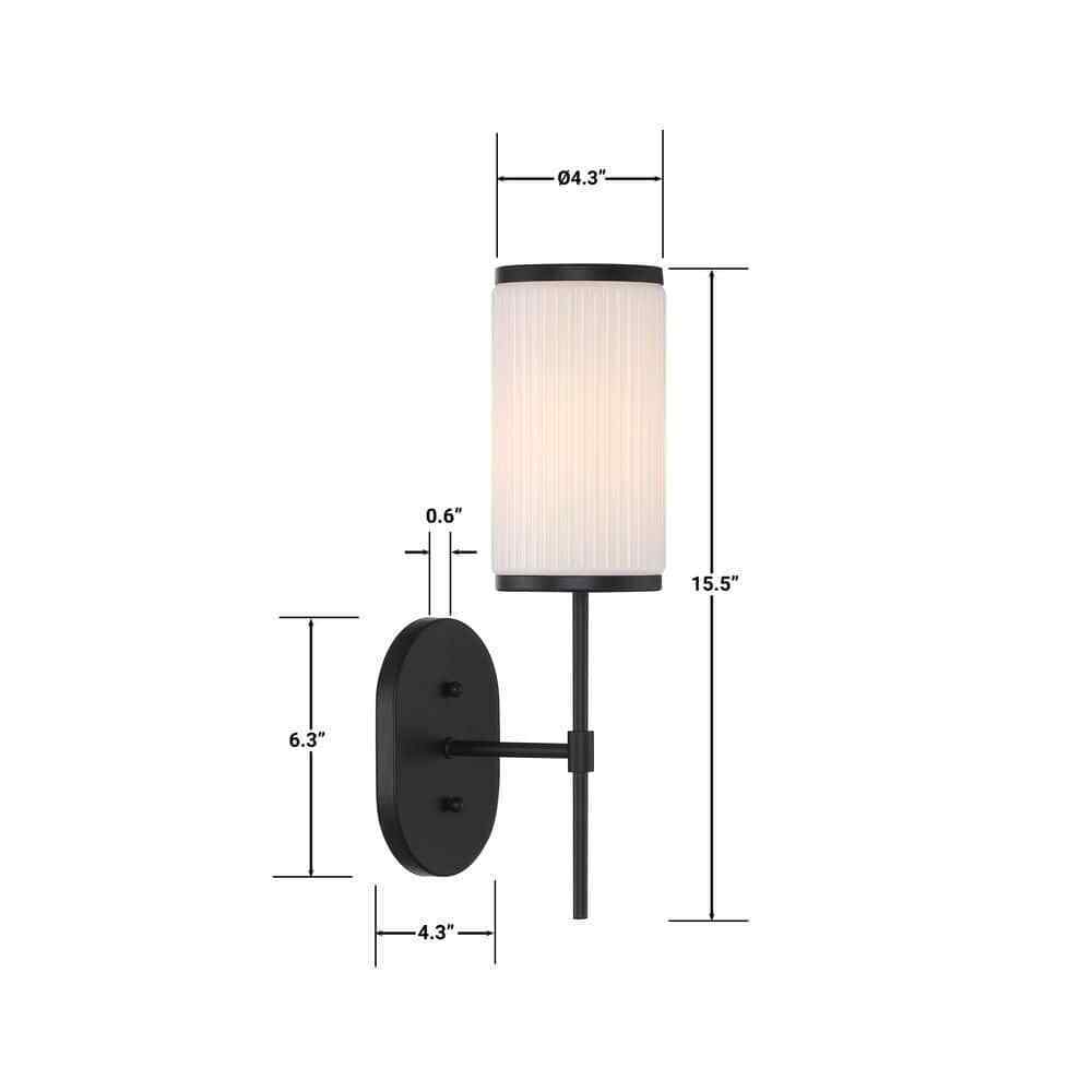 GLUCKSTEINELEMENTS Ashbury 1-Light Black Wall Sconce 38679-HBCB