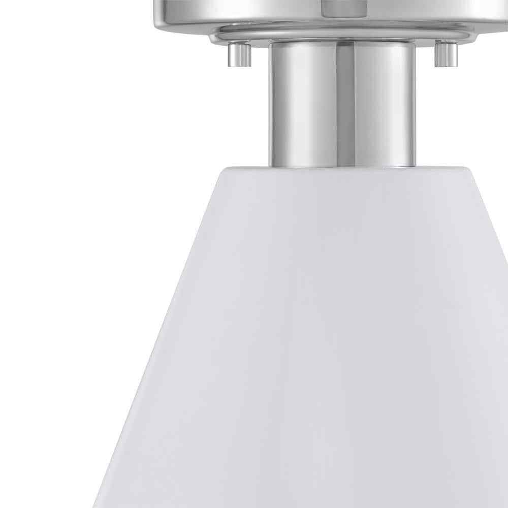 Hampton Bay Finley 8 in. 1-Light White and Chrome Semi-Flush Mount Light Fixture