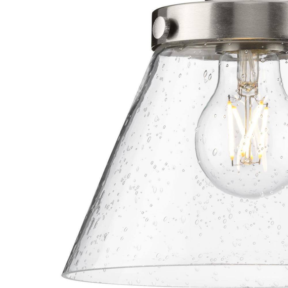 Progress Lighting Hinton 8" Brushed Nickel Pendant w/ Clear Seeded Glass Shade