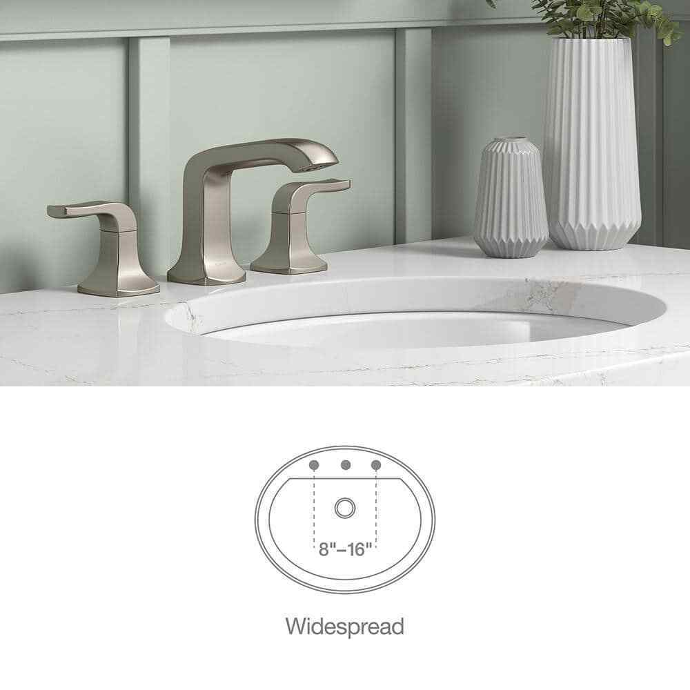 KOHLER Rubicon 8 in. Widespread Double Handle Bathroom Faucet in Brushed Nickel