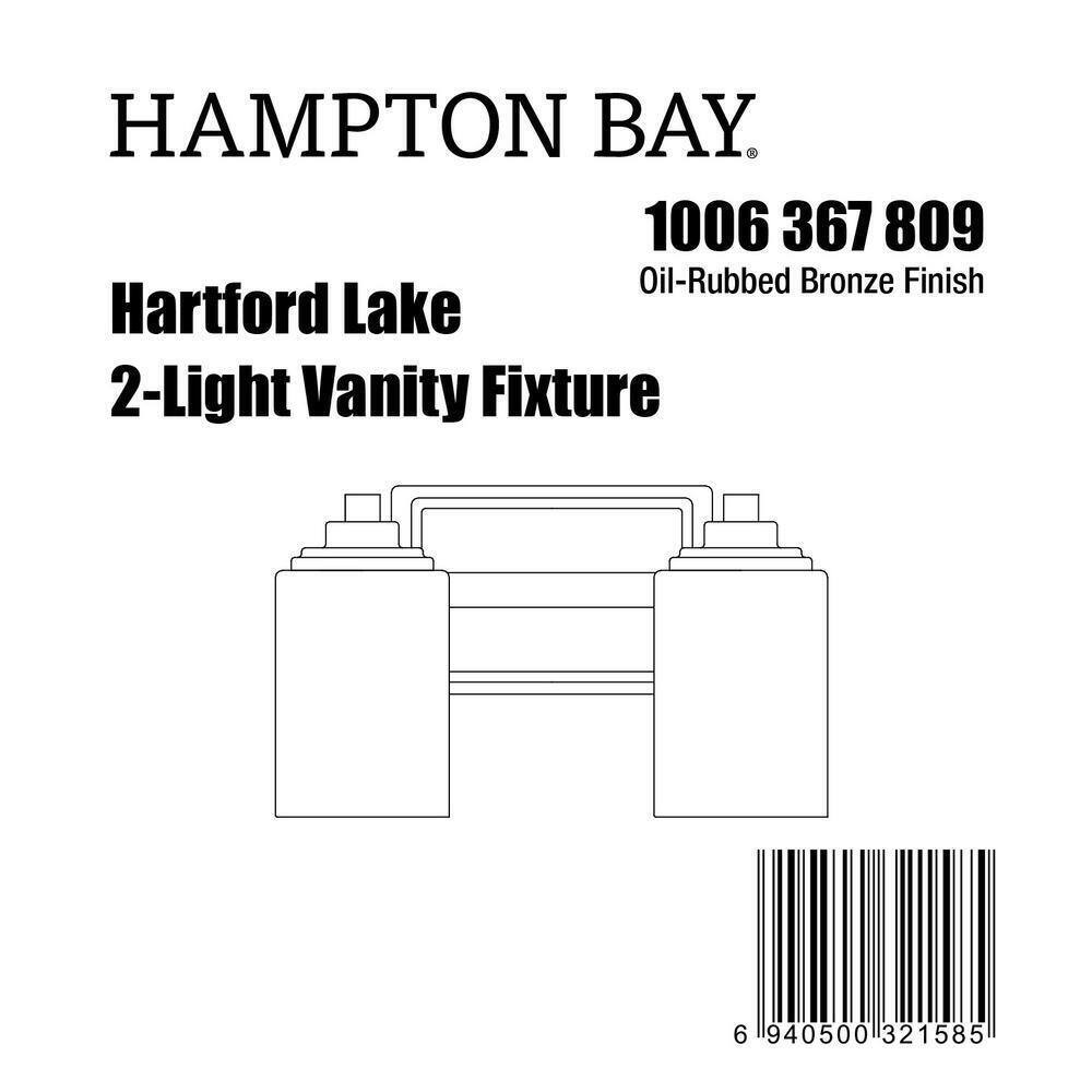 Hampton Bay Hartford Lake 2-Light Oil Rubbed Bronze Rustic Bathroom Vanity Light