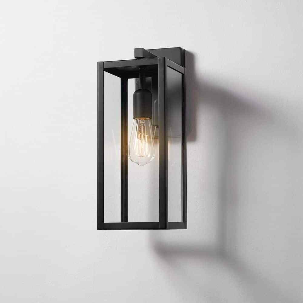 Hampton Bay Hurley Modern 1-Light Matte Black Hardwired Outdoor Wall Lantern