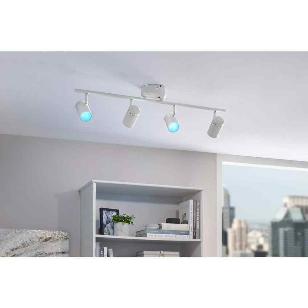 Hampton Bay Crosshaven 4-Light LED Track Ceiling Light Kit Powered by Hubspace