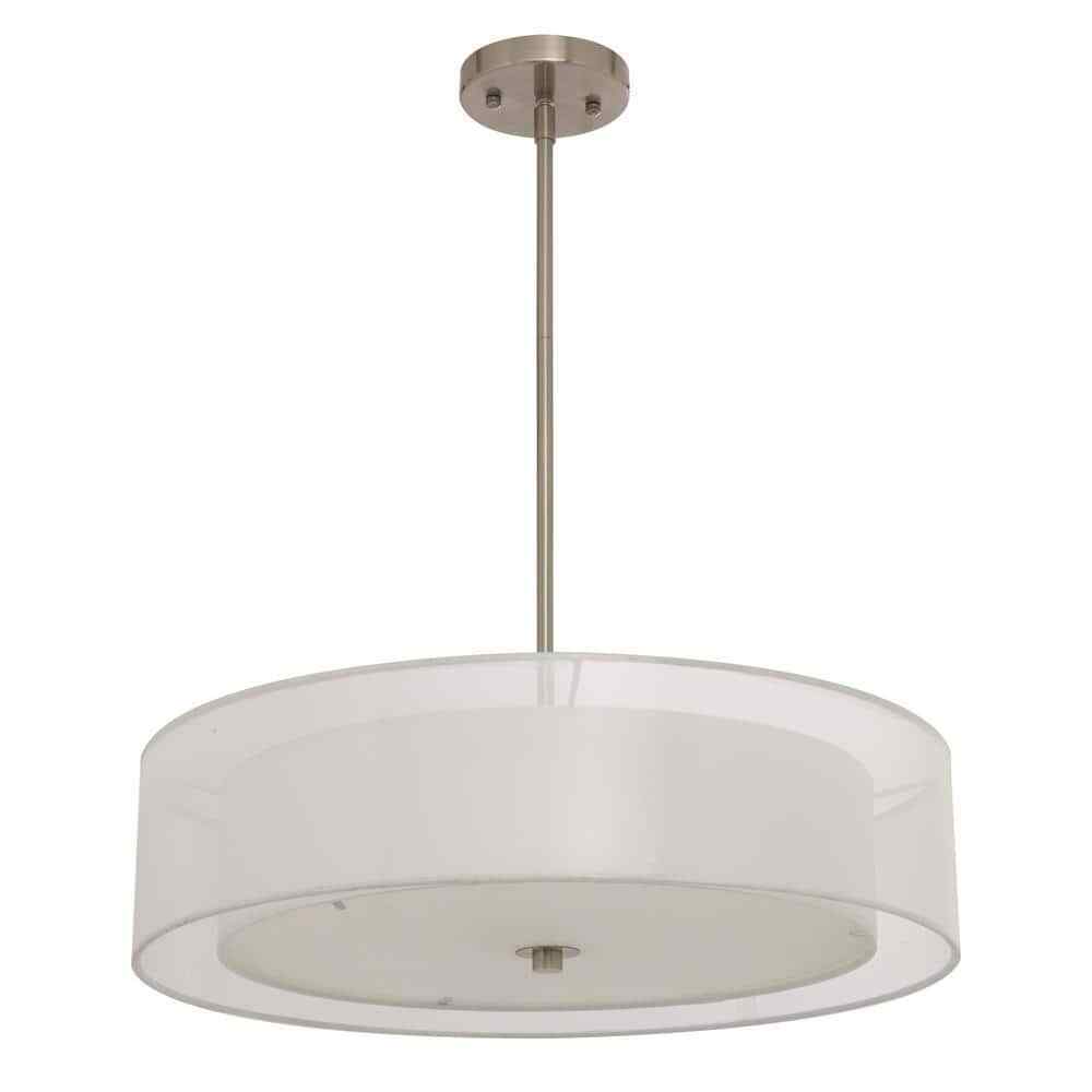 Merra 3-Light Antique Bronze Double Drum Pendant with Outer Organza Shade
