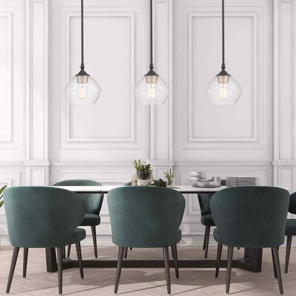 Globe Electric Harrow 1-Light Matte Black Pendant with Clear Glass Shade 60312
