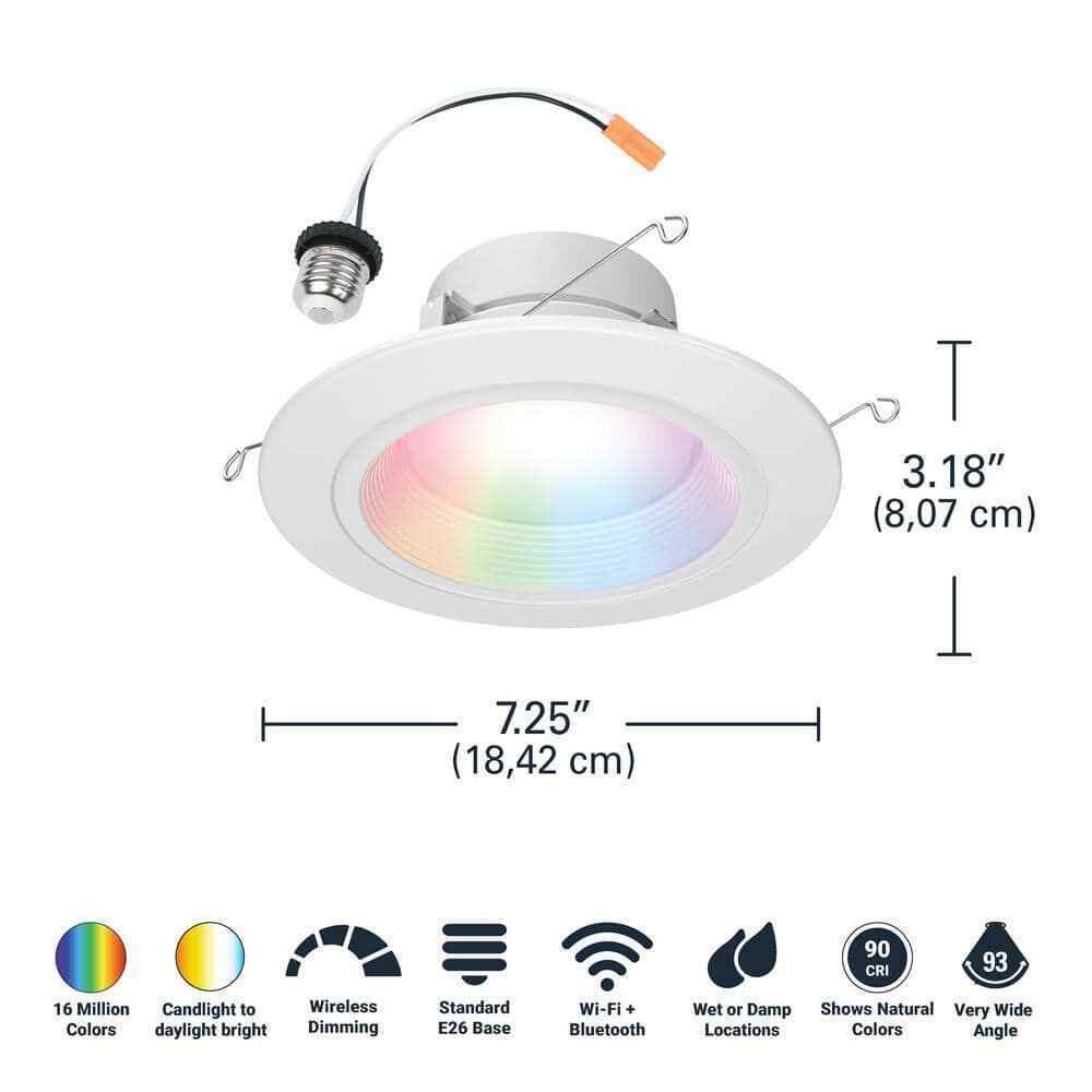 HALO Color 65W Equivalent 5/6 in. LED Dimmable Smart Wi-Fi Remodel Downlight