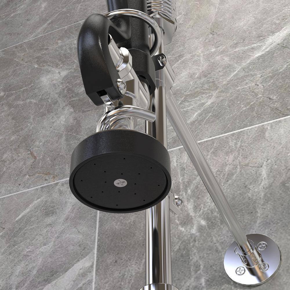 HOMLUX Commercial 2-Handle Wall Mount Pull-Down Sprayer Kitchen Faucet in Chrome