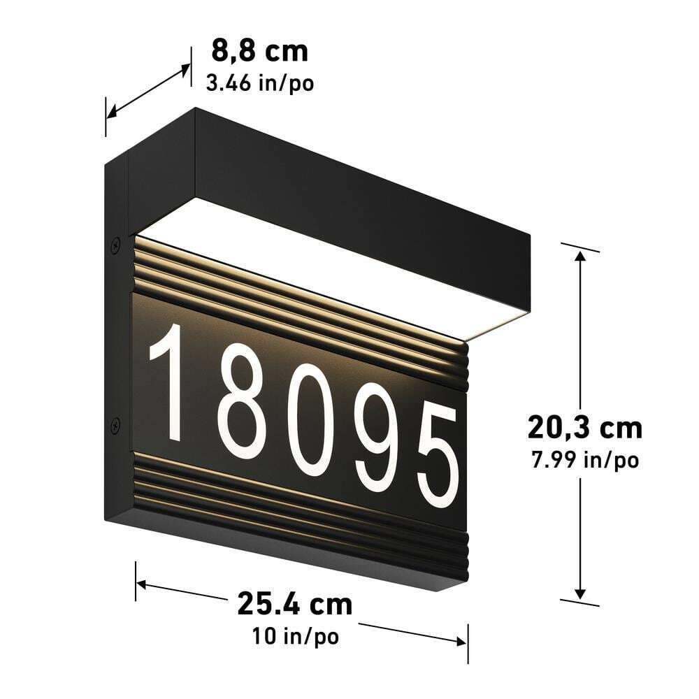 Artika Headline Address Name Black Modern Integrated LED Hardwired Porch Light