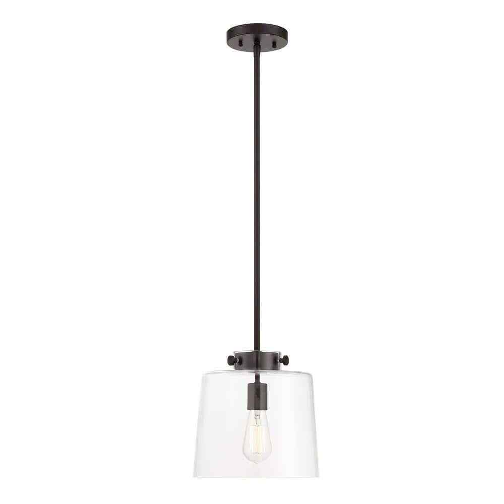 Hampton Bay Mullins 10 in. 1-Light Oil Rubbed Bronze Pendant Hanging Light