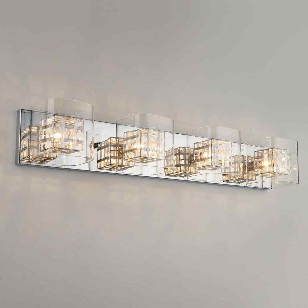 Artika Metropolitan 31 in. 4-Light Chrome Modern Vanity Light Bar Wall Fixture