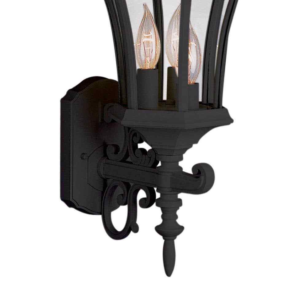 Bel Air Lighting Burlington 3-Light Black Coach Outdoor Wall Light Fixture