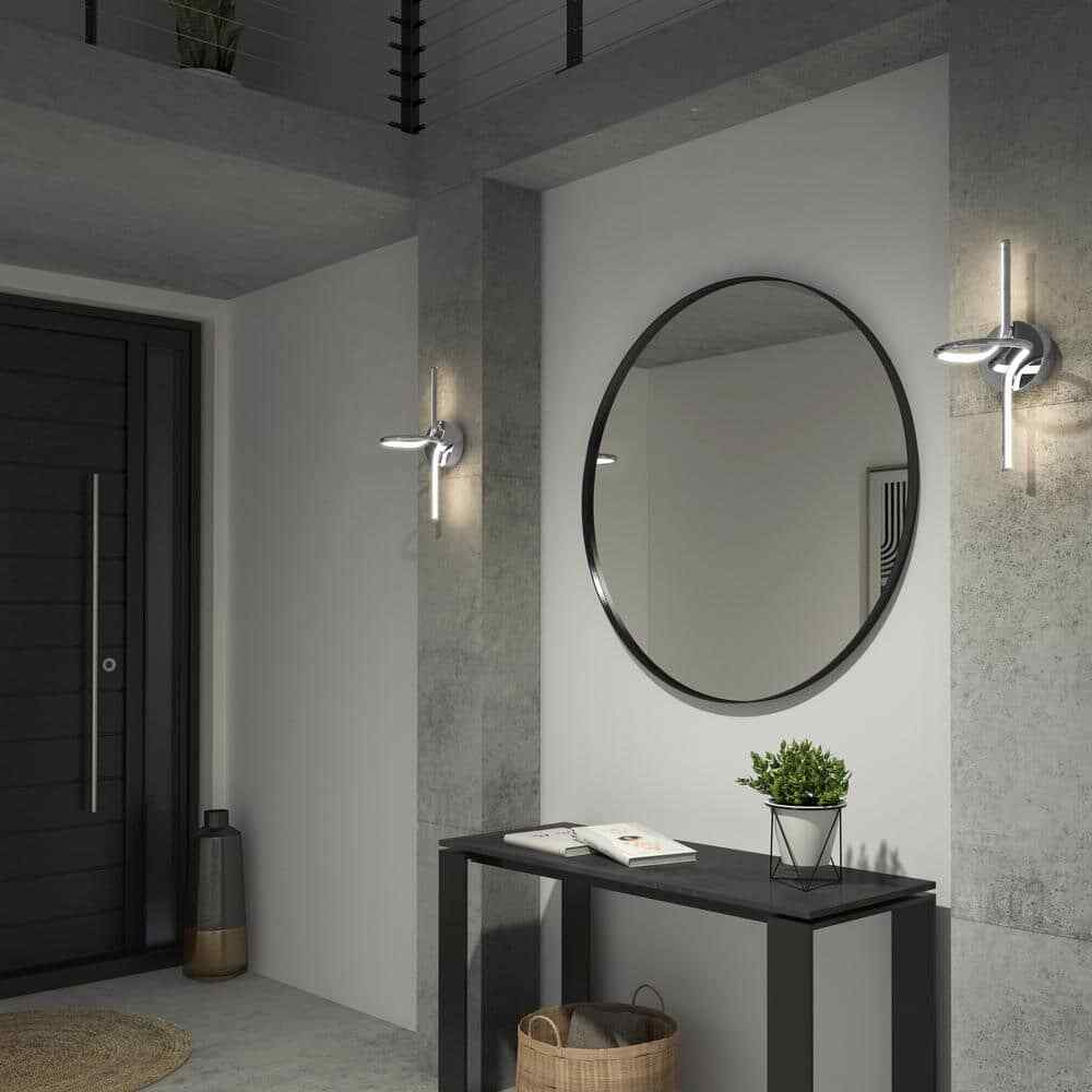 Artika Swirl Mini 8.9 in. 1-Light Chrome Modern Dimmable LED 3 CCT Wall Sconce