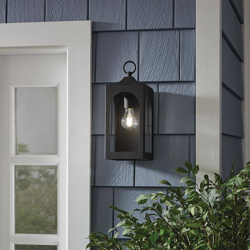 Hampton Bay Tremont 1-Light Black Outdoor Wall Light Fixture with Clear Glass
