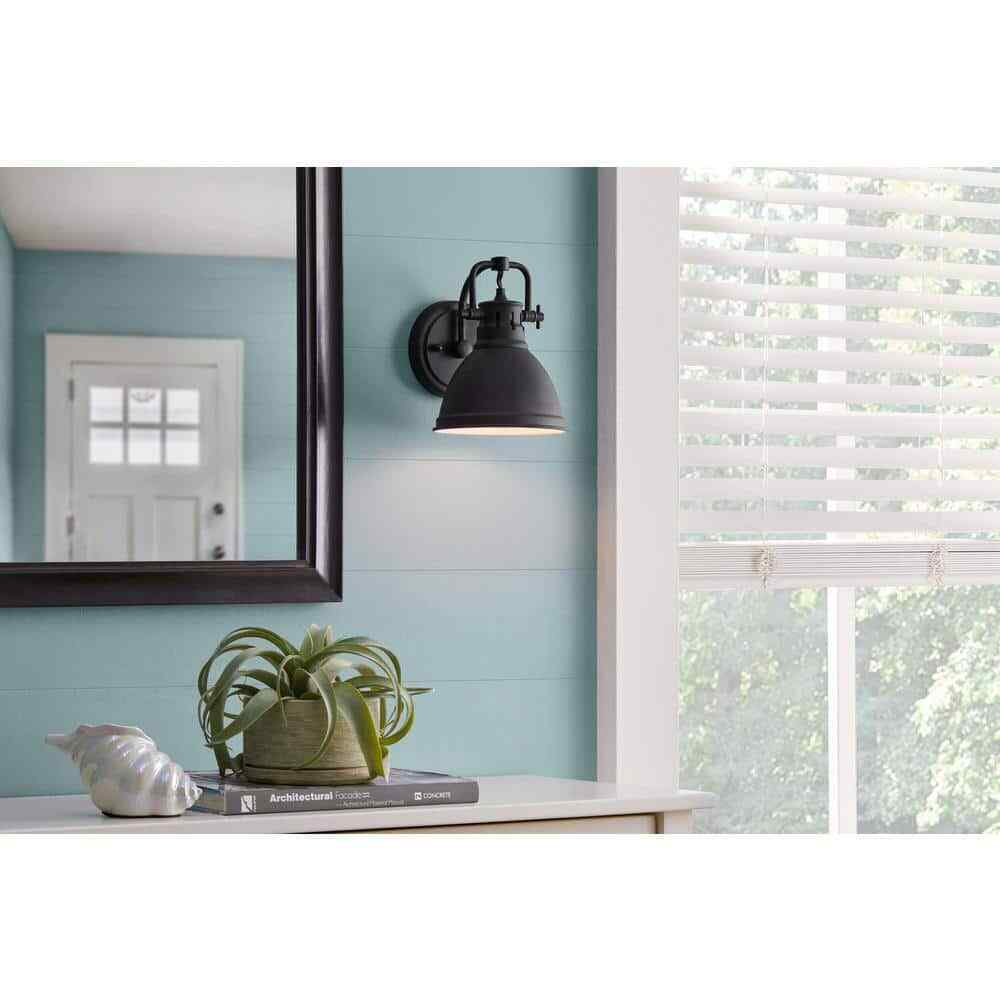 Hampton Bay Coalville Matte Black Indoor Farmhouse Wall Sconce Light Fixture