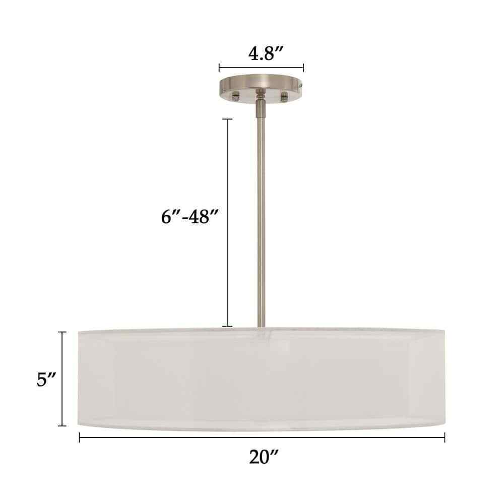 Merra 3-Light Antique Bronze Double Drum Pendant with Outer Organza Shade