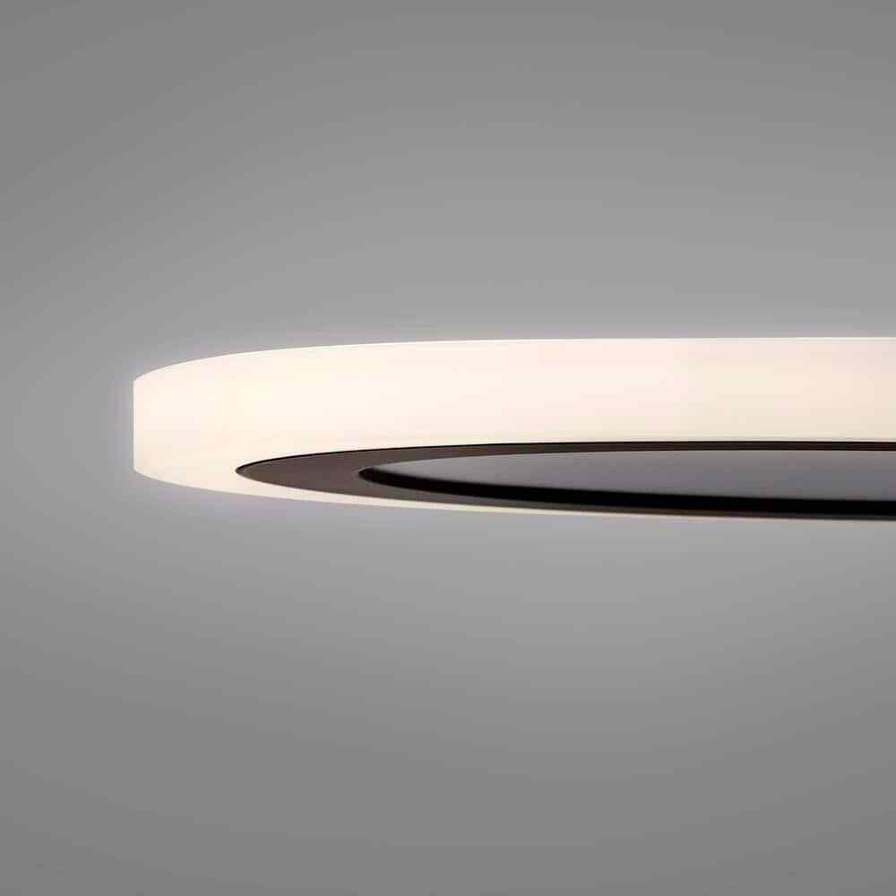 Hampton Bay Clement Round Flat Panel 13 in. Black Integrated LED Flush Mount