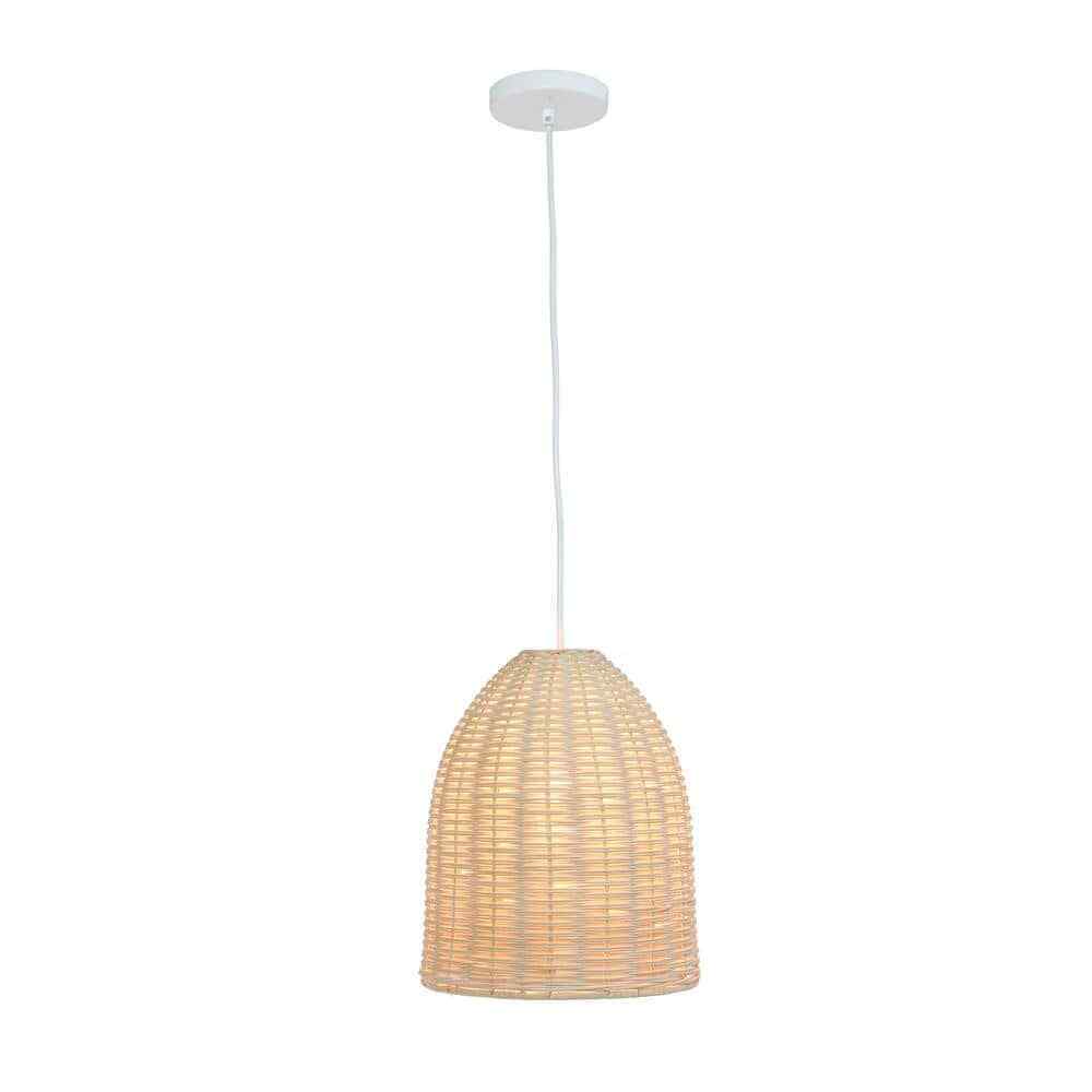 Elegant Designs 12 in. 1-Light Natural Elongated Coastal Dome Downlight Pendant