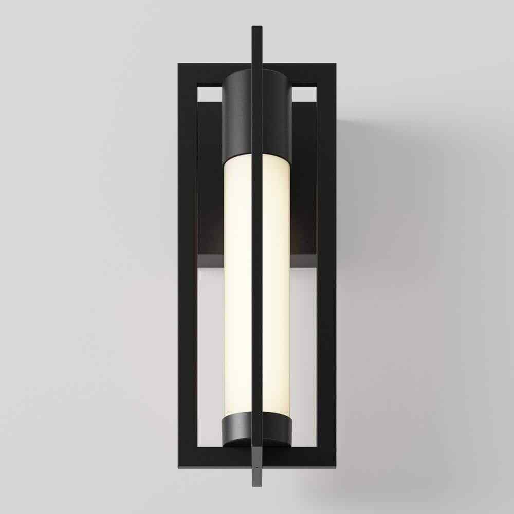 Artika Walt Black Modern LED Outdoor Hardwired Garage Porch Light Lantern Sconce