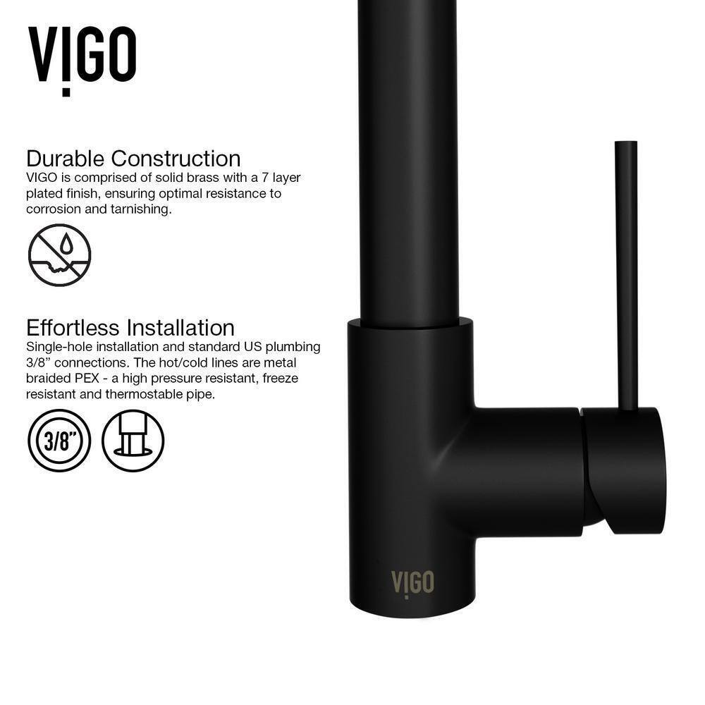 VIGO Laurelton Single Handle Pull-Down Sprayer Kitchen Faucet in Matte Black