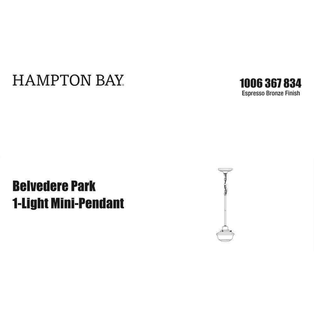 Hampton Bay Belvedere Park Bronze Mini-Pendant Farmhouse Hanging Light