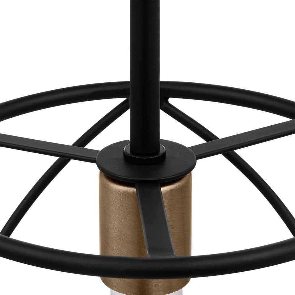 Hampton Bay Hastings Light Matte Black and Old Satin Brass Pendant w/ Cage Shade