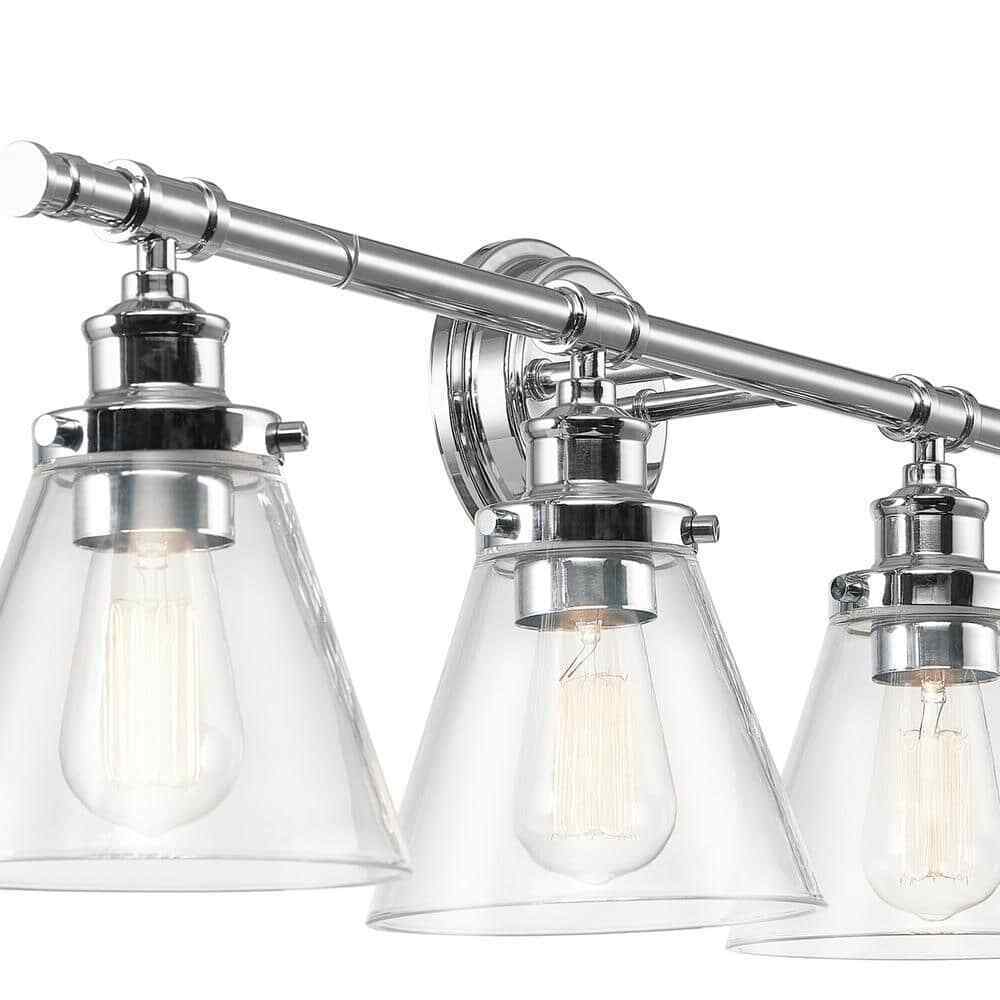 Globe Electric Parker 4-Light Chrome Vanity Light with Clear Glass Shades 51446
