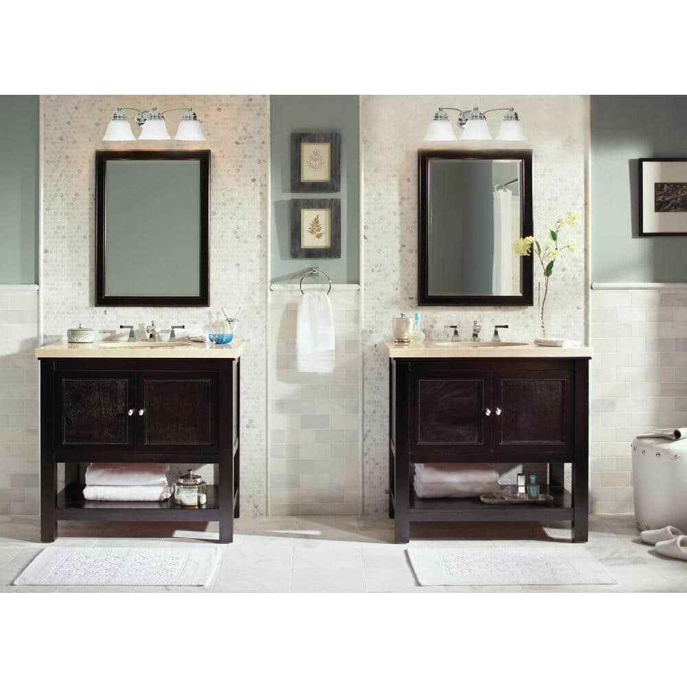 SATCO 3-Light Polished Chrome Vanity Light with Alabaster Glass Bell Shades