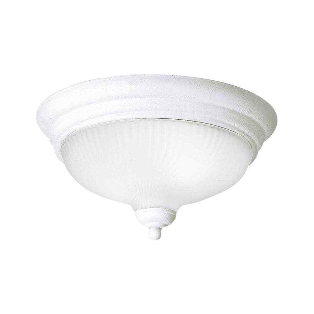 Progress Lighting 12.75 in. Swirled Glass 2-Light White LED Flush Mount