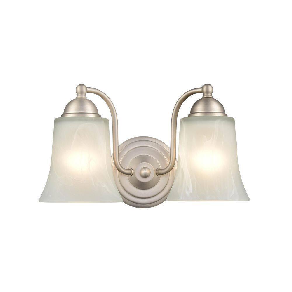 Millennium Lighting 2-Light Satin Nickel Vanity Light with Faux Alabaster Glass