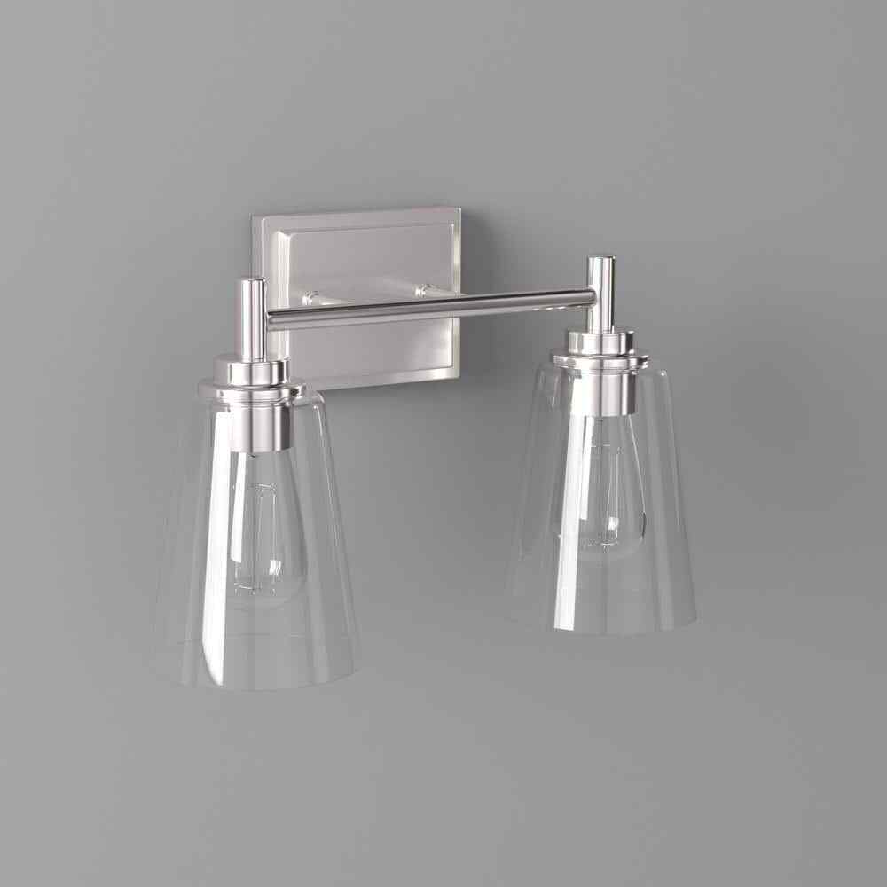 Hampton Bay 15 in. Wakefield Brushed Nickel Bathroom Vanity Light w/ Clear Glass