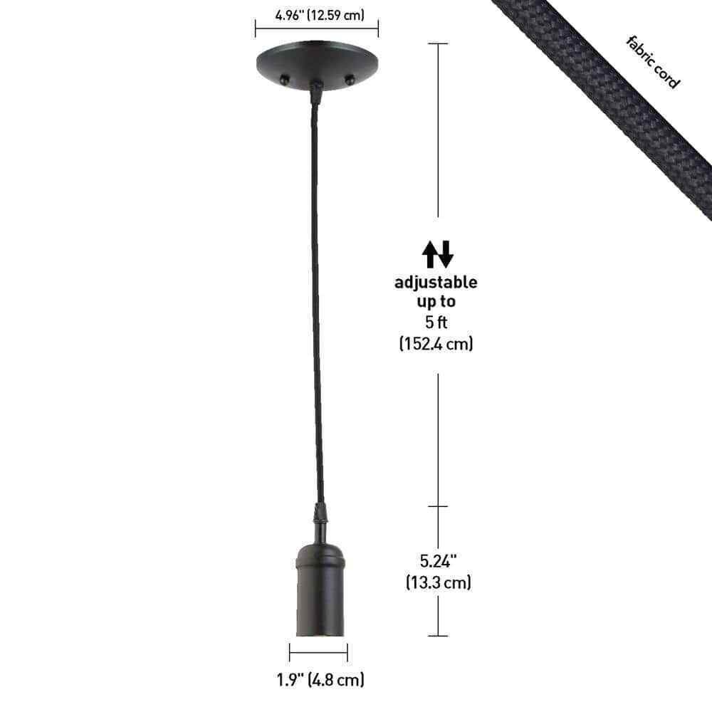 Globe Electric 1-Light Vintage Edison Matte Black Mini Pendant 64906