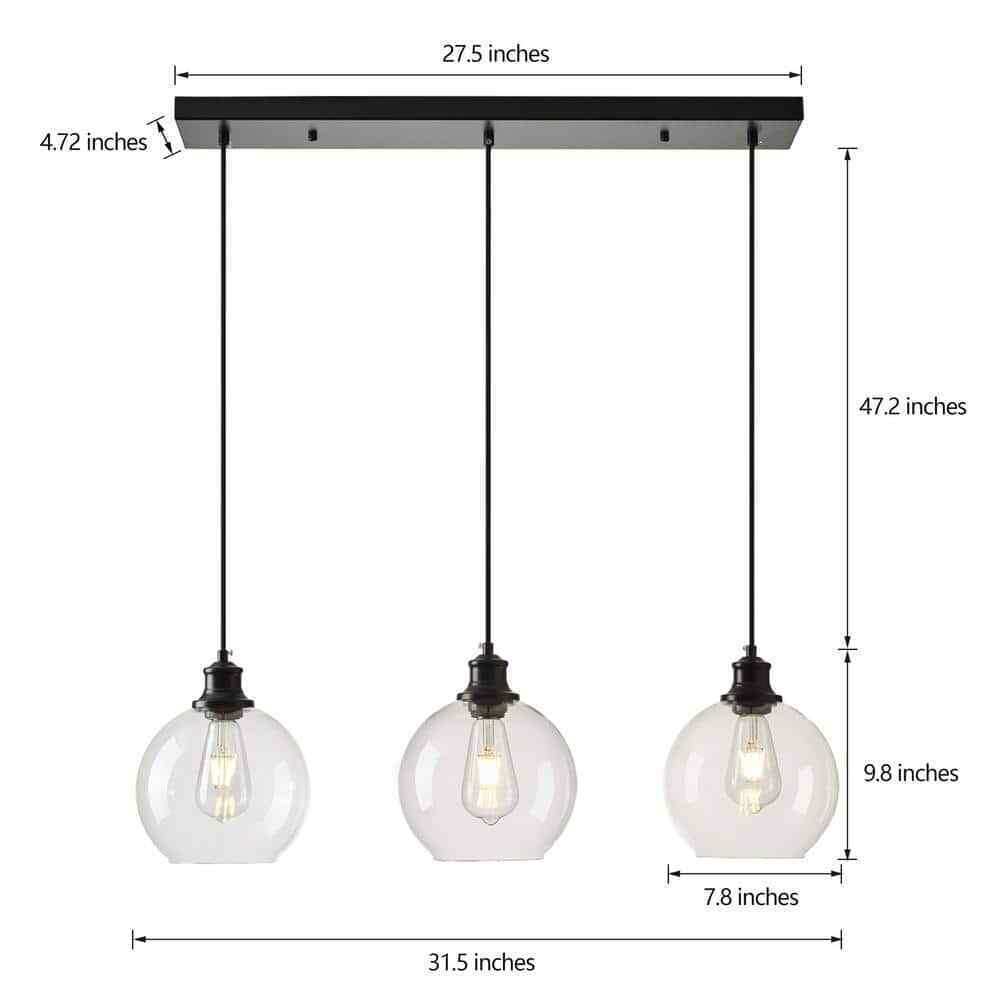 GoYeel Modern Contemporary Black Ceiling Pendant Light w/ Globe Glass Shade