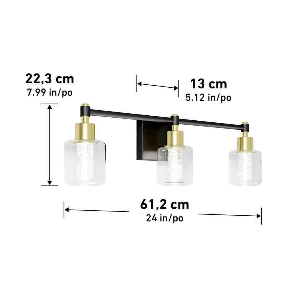Artika Champagne Globe 3 Light Black & Gold Modern Integrated LED Vanity Light