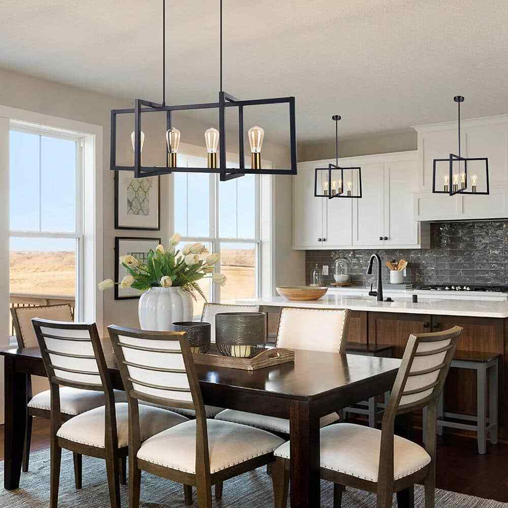 EDISLIVE Ferrill 4-Light Modern Kitchen Island Industrial Linear Chandelier