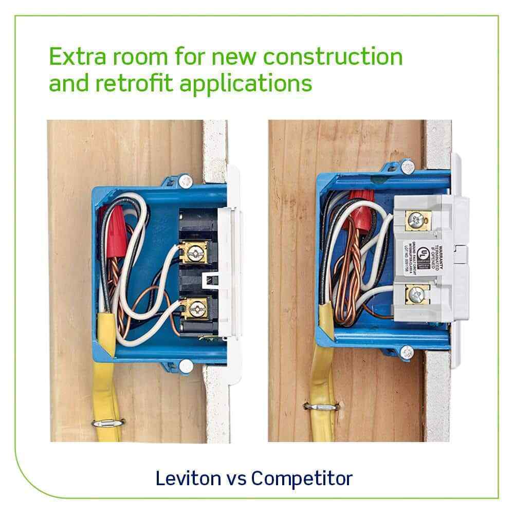 Leviton 20 Amp SmartlockPro Self-Test Slim GFCI Outlet Audible Trip Alert Ivory