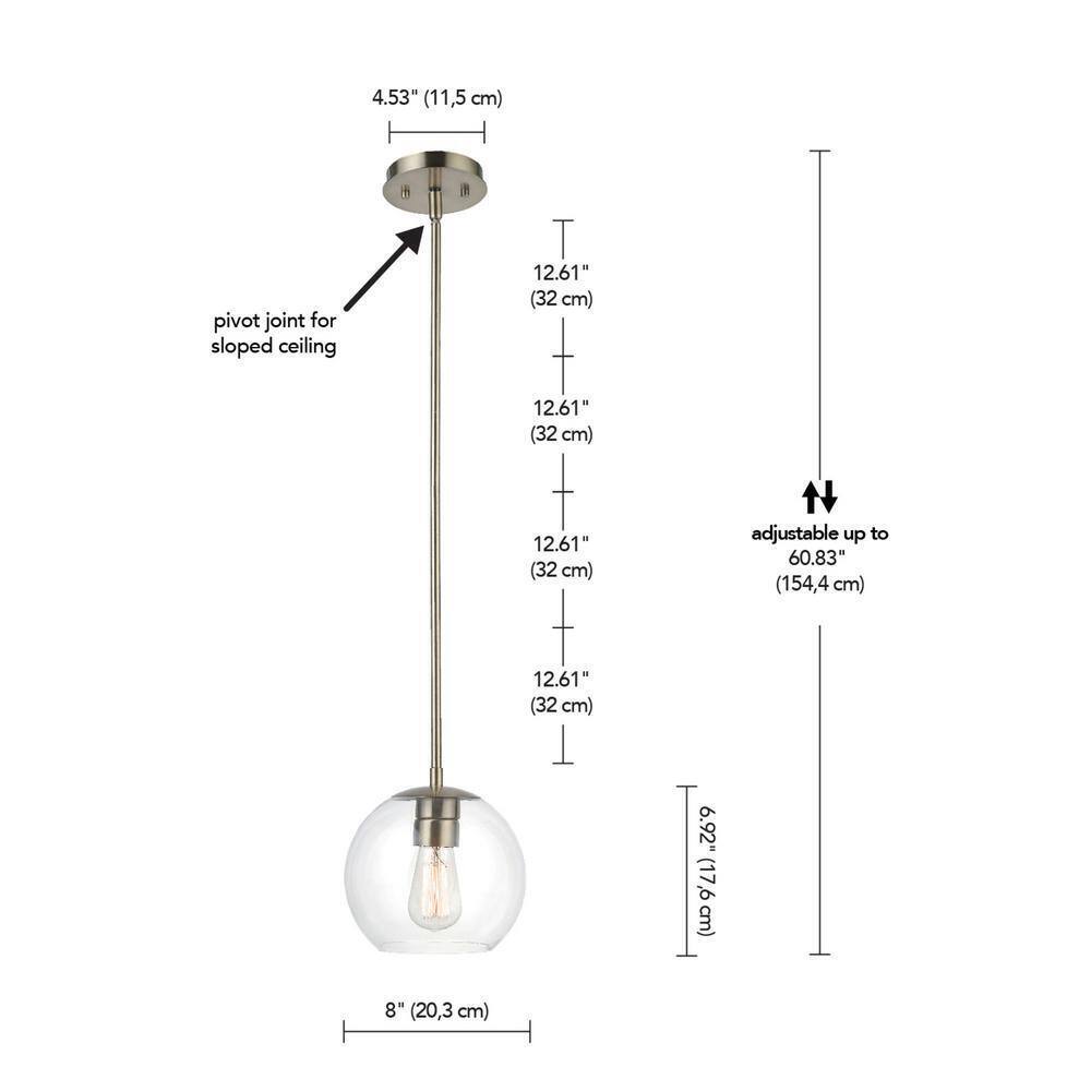 Globe Electric Vivienne 1-Light Brass Pendant Light with Clear Glass Shade 60871