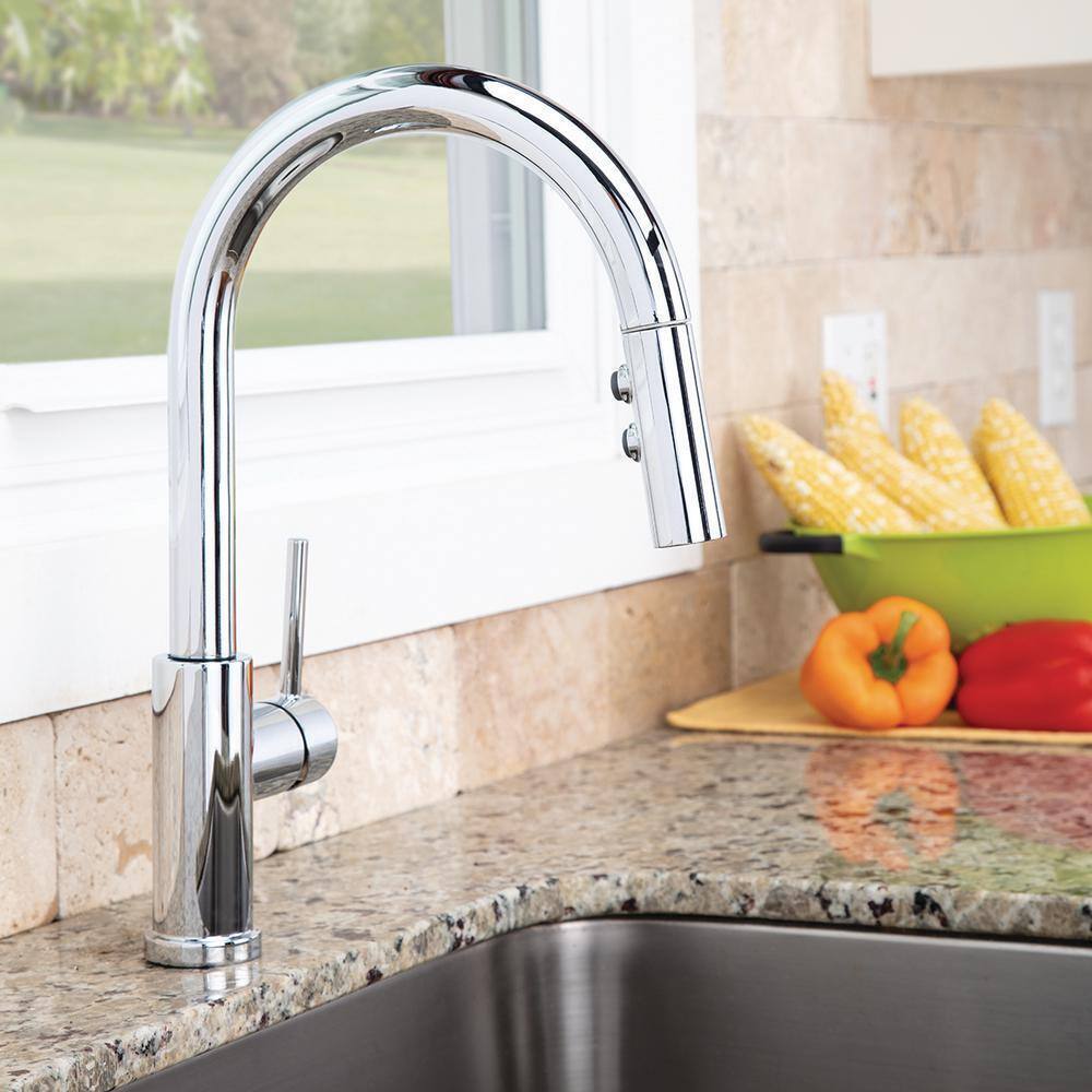 Speakman Neo Single-Handle Pull-Down Sprayer Kitchen Faucet in Brushed Brass
