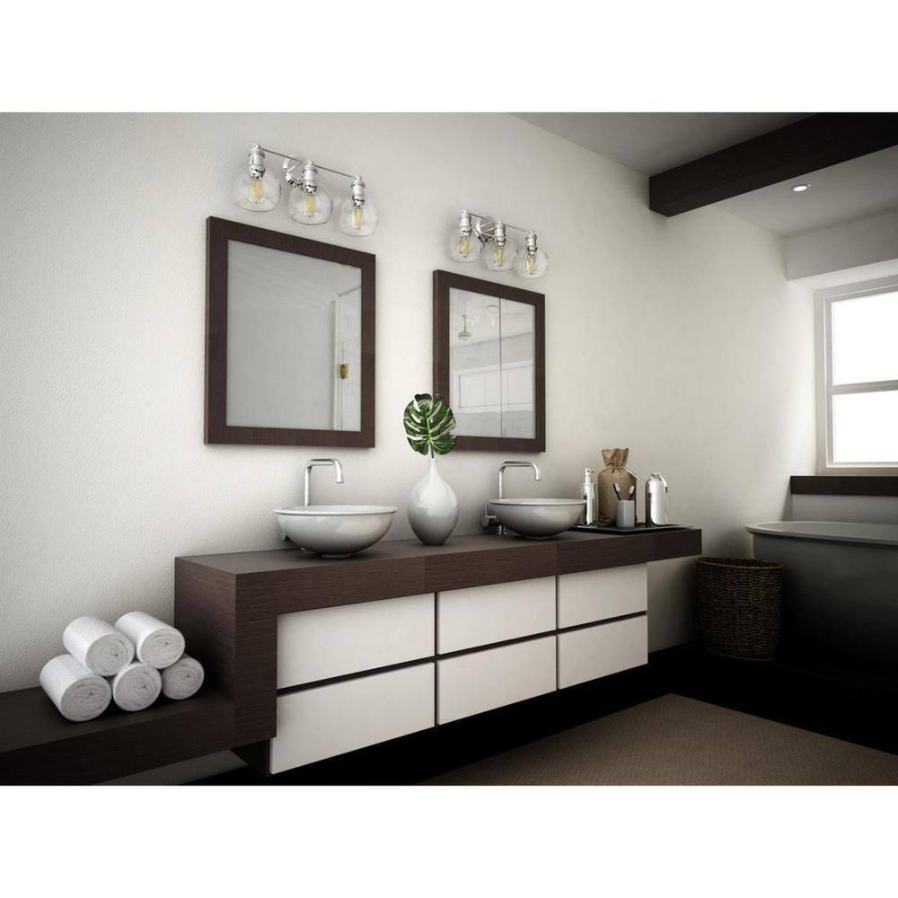 Progress Lighting Hansford 3-Light Polished Nickel Clear Glass Vanity Light